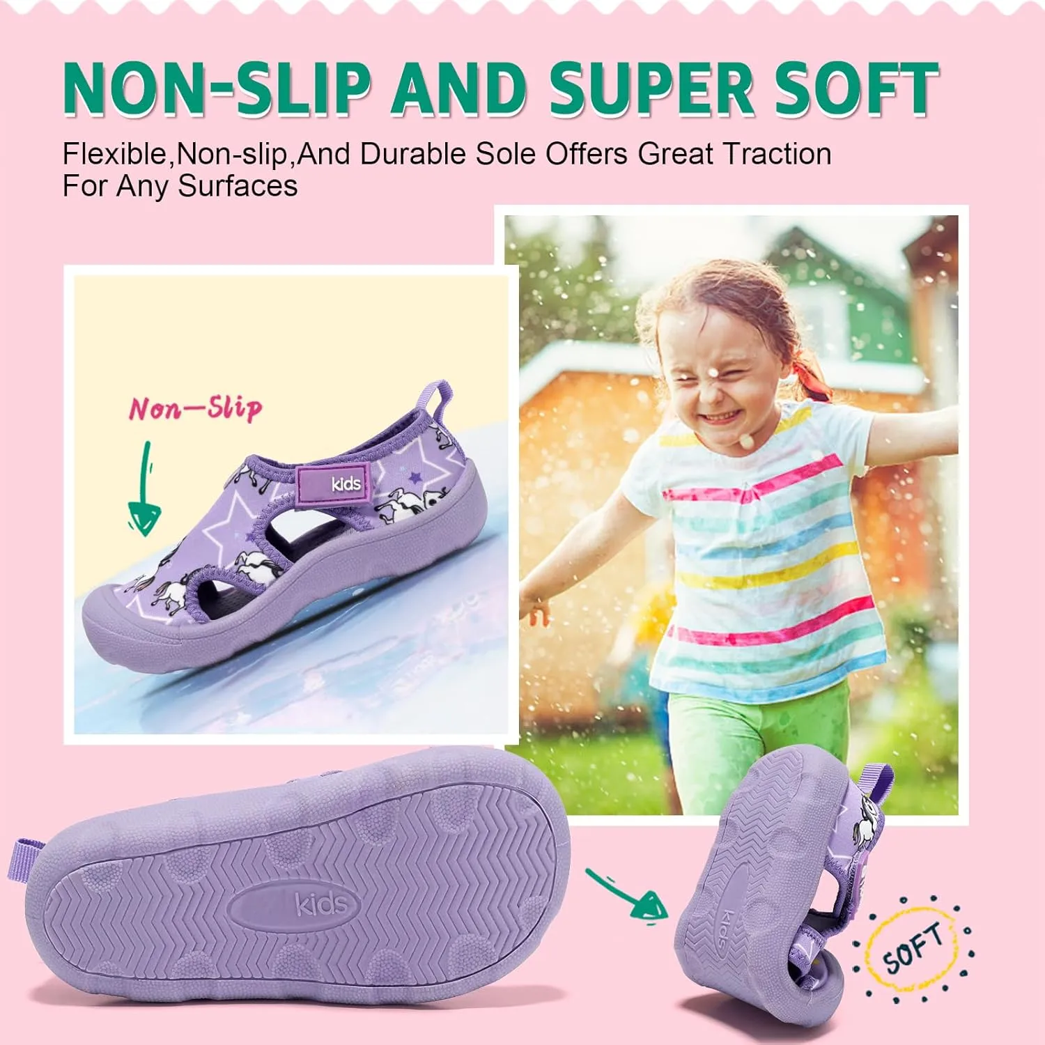 Boys Girls Water Shoes Quick-Dry Wide Toe Box Shoes Toddler Cute Beach Swim Pool Shoes(Toddler/Little Kid)