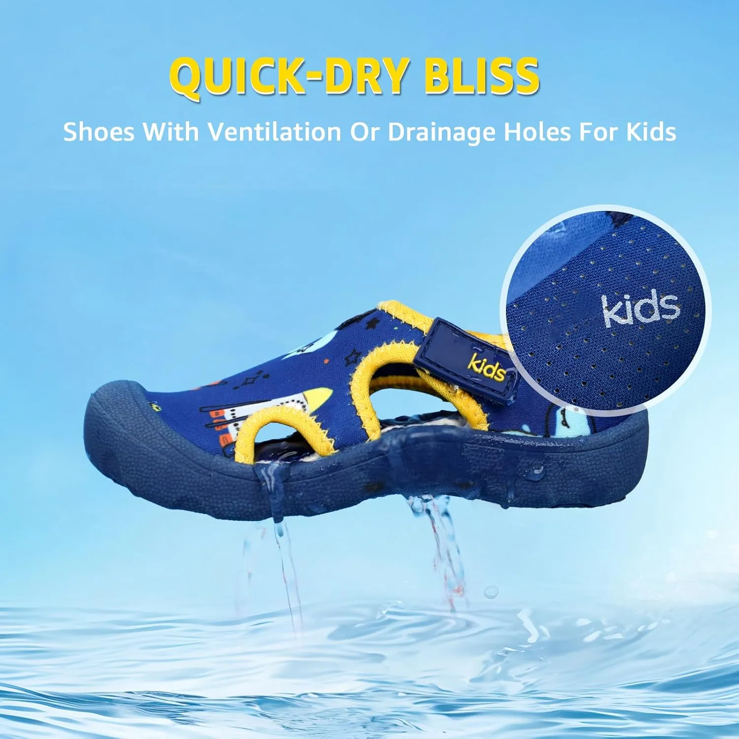 Boys Girls Water Shoes Quick-Dry Wide Toe Box Shoes Toddler Cute Beach Swim Pool Shoes(Toddler/Little Kid)
