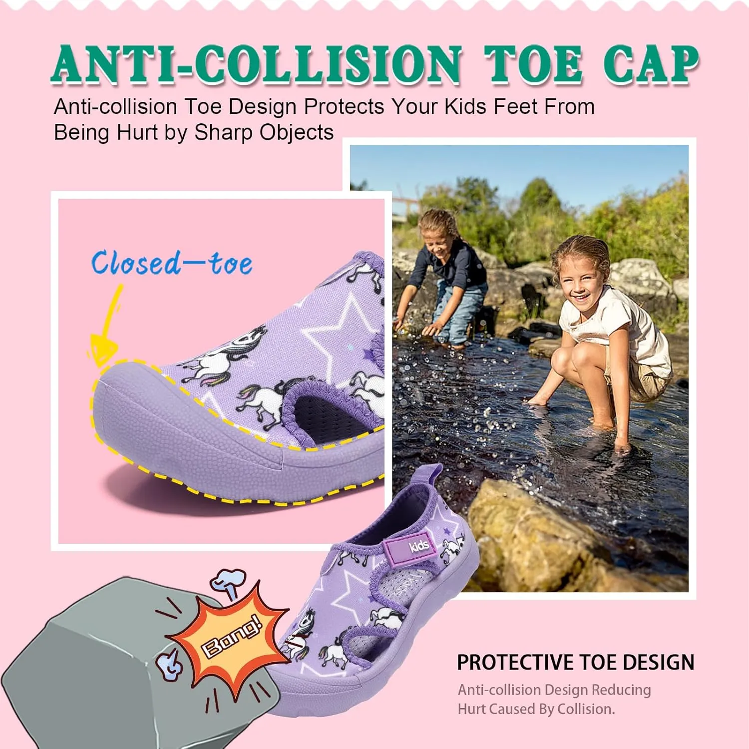 Boys Girls Water Shoes Quick-Dry Wide Toe Box Shoes Toddler Cute Beach Swim Pool Shoes(Toddler/Little Kid)