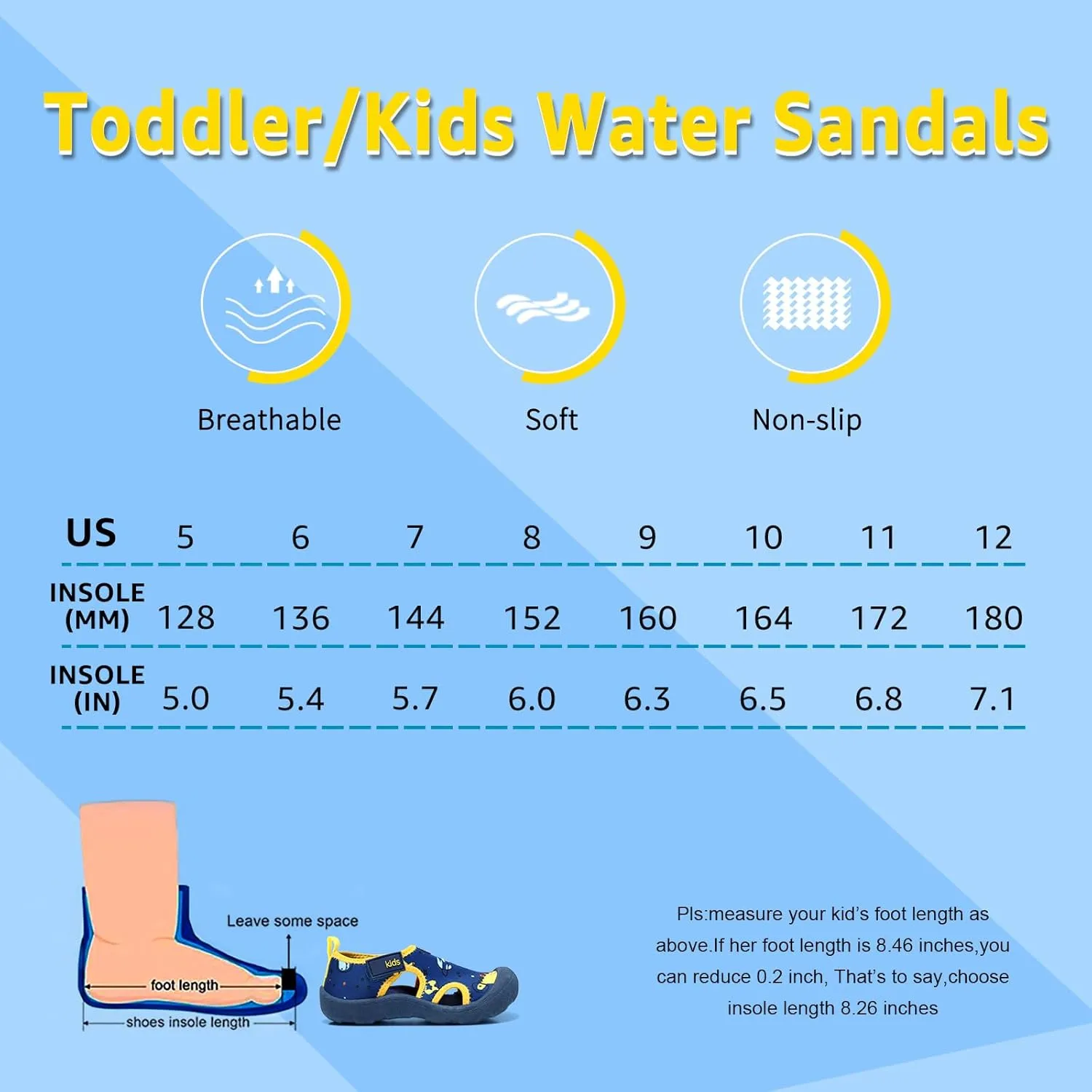 Boys Girls Water Shoes Quick-Dry Wide Toe Box Shoes Toddler Cute Beach Swim Pool Shoes(Toddler/Little Kid)