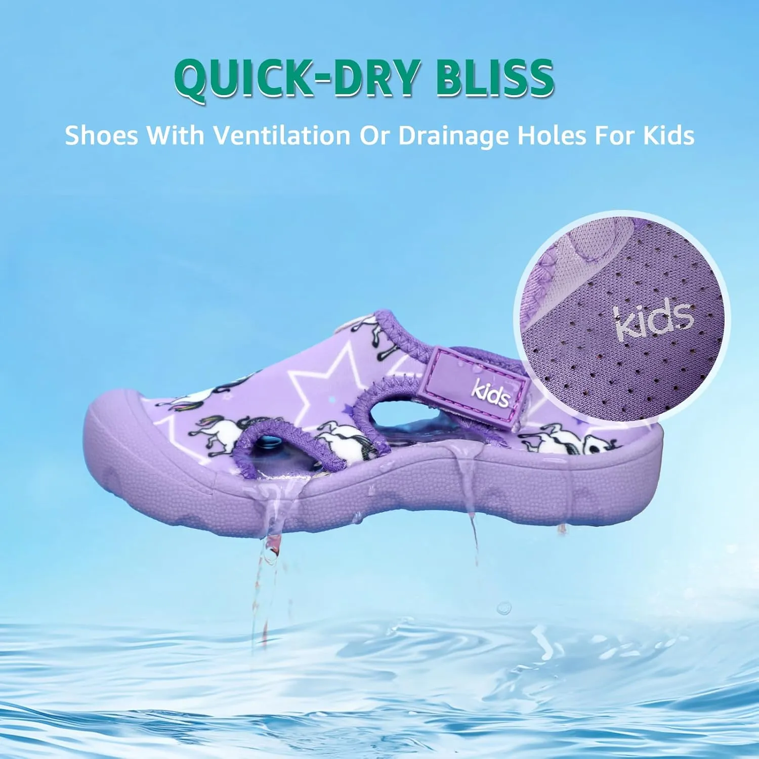 Boys Girls Water Shoes Quick-Dry Wide Toe Box Shoes Toddler Cute Beach Swim Pool Shoes(Toddler/Little Kid)