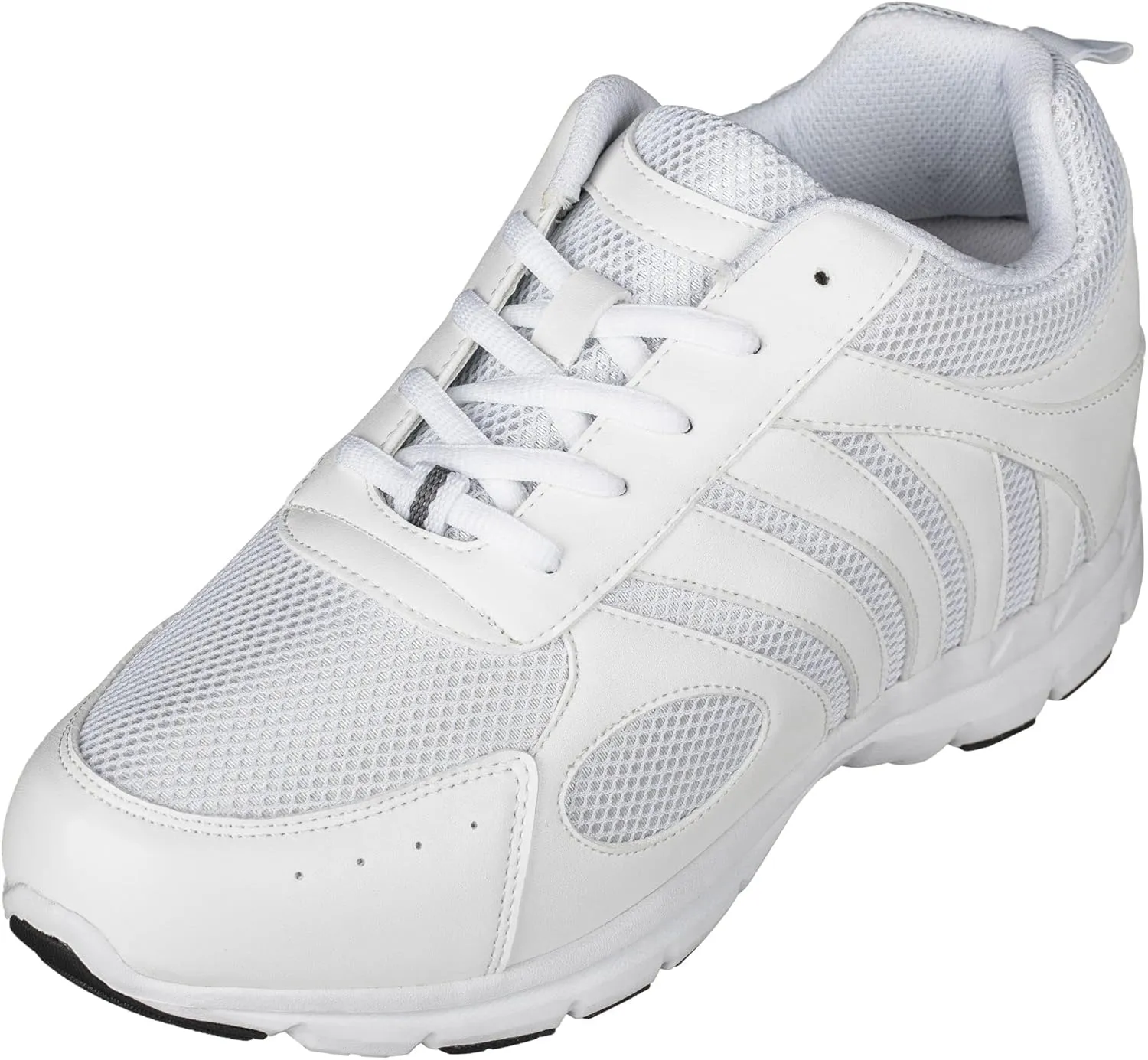 CALTO Men's Invisible Height Increasing Elevator Shoes - White Leather/Mesh Lace-up Super Lightweight Trainer Sneakers - 3 Inches Taller - G3303 - Size 9 D(M) US