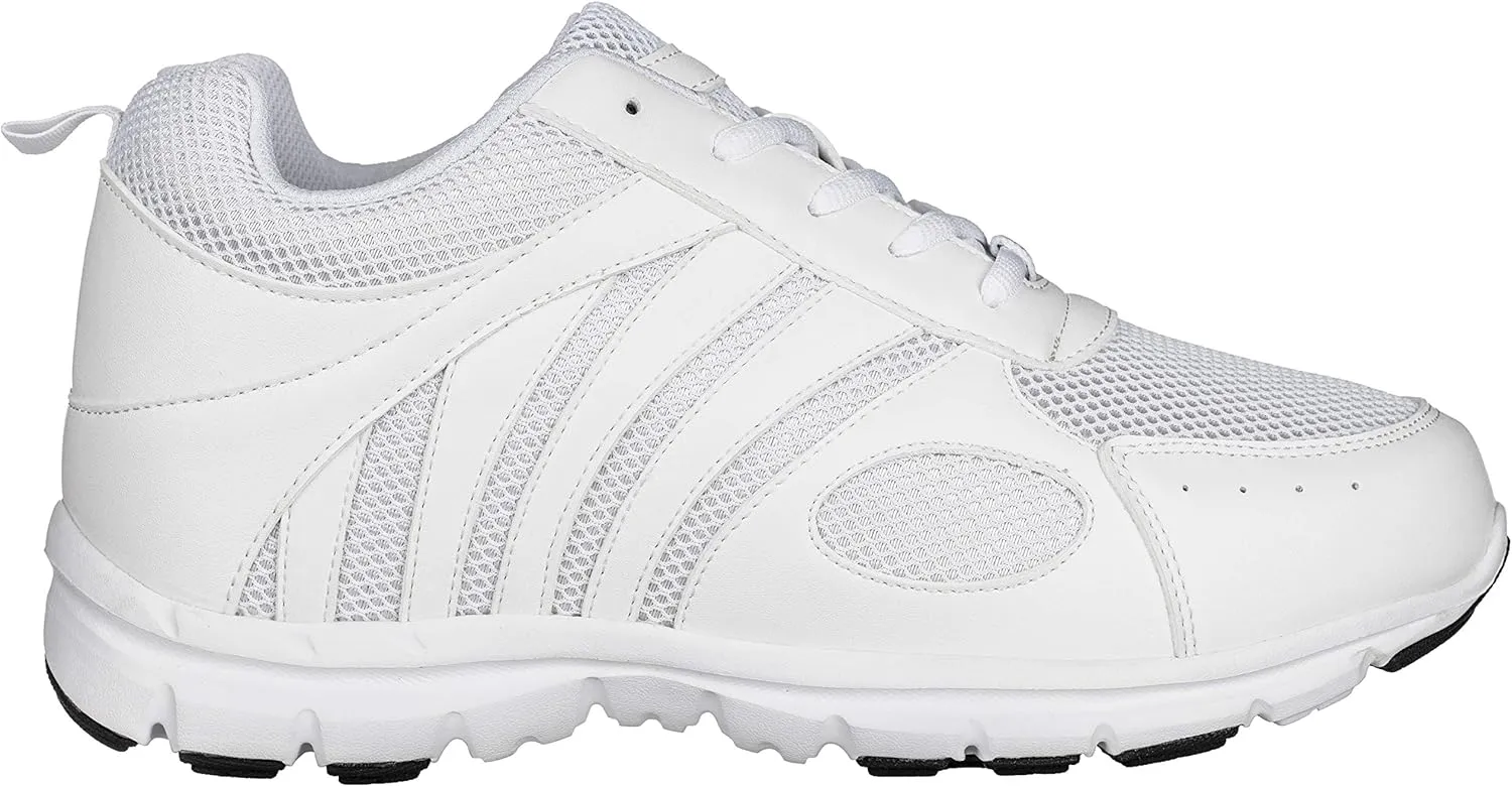 CALTO Men's Invisible Height Increasing Elevator Shoes - White Leather/Mesh Lace-up Super Lightweight Trainer Sneakers - 3 Inches Taller - G3303 - Size 9 D(M) US