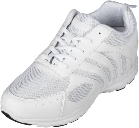 CALTO Men's Invisible Height Increasing Elevator Shoes - White Leather/Mesh Lace-up Super Lightweight Trainer Sneakers - 3 Inches Taller - G3303 - Size 9 D(M) US