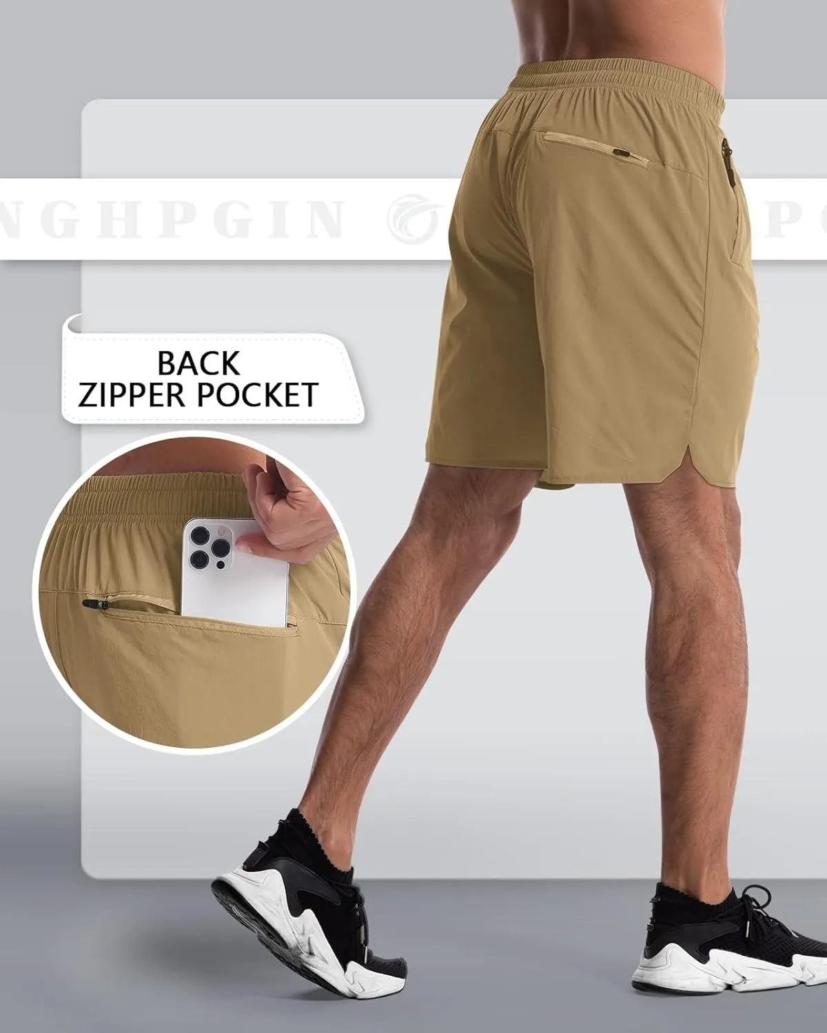 CANGHPGIN 2 Pack Mens Workout Athletic Shorts 7 inch Inseam Quick Dry Hiking Shorts Men Lightweight Sports Gym Shorts Running