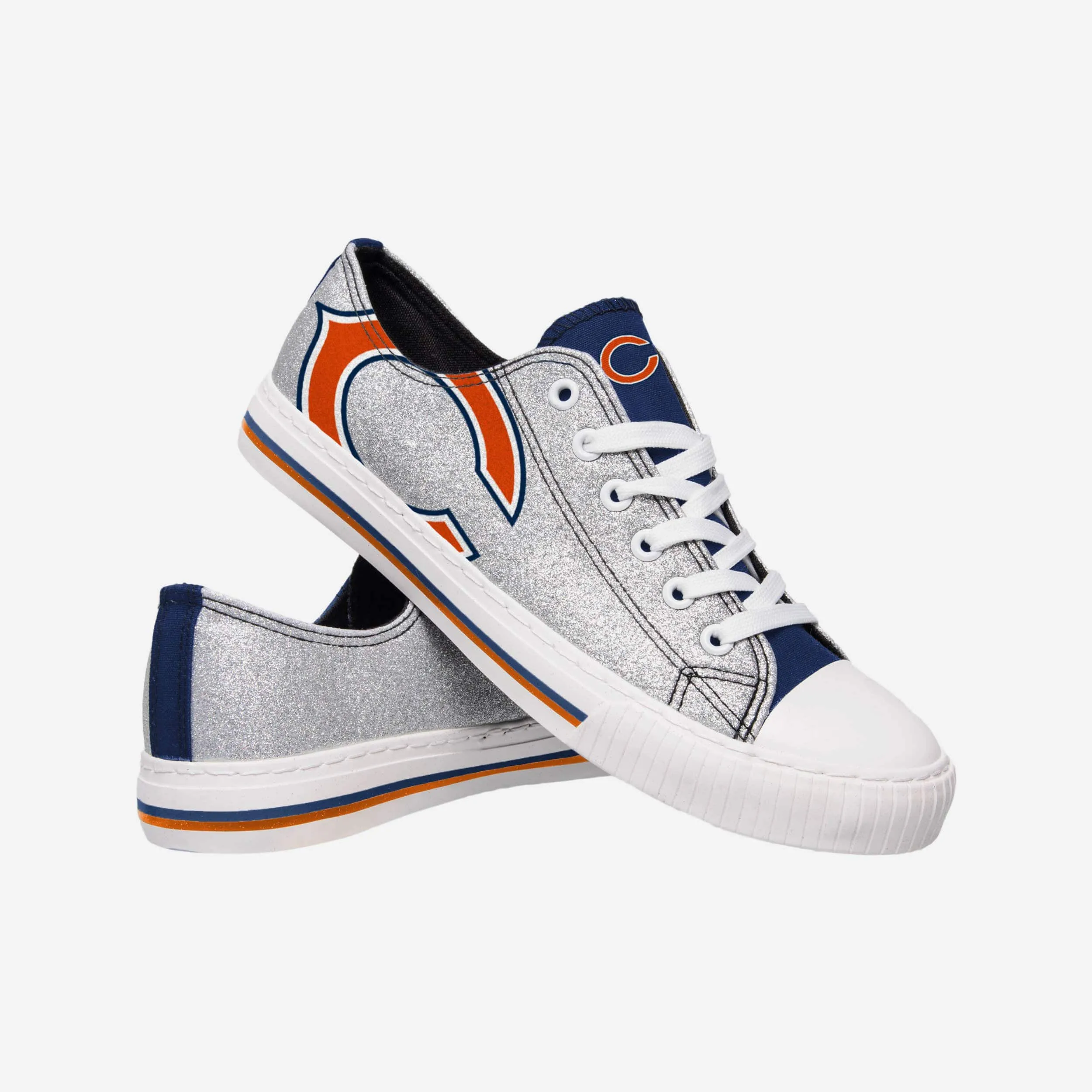 Chicago Bears Womens Glitter Low Top Canvas Shoe