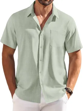 COOFANDY Shirts for Men Short Sleeve Button Down Shirt Casual Summer Beach Shirts