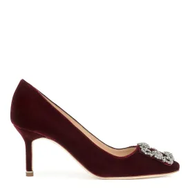 Hangisi 70 dark red velvet pumps