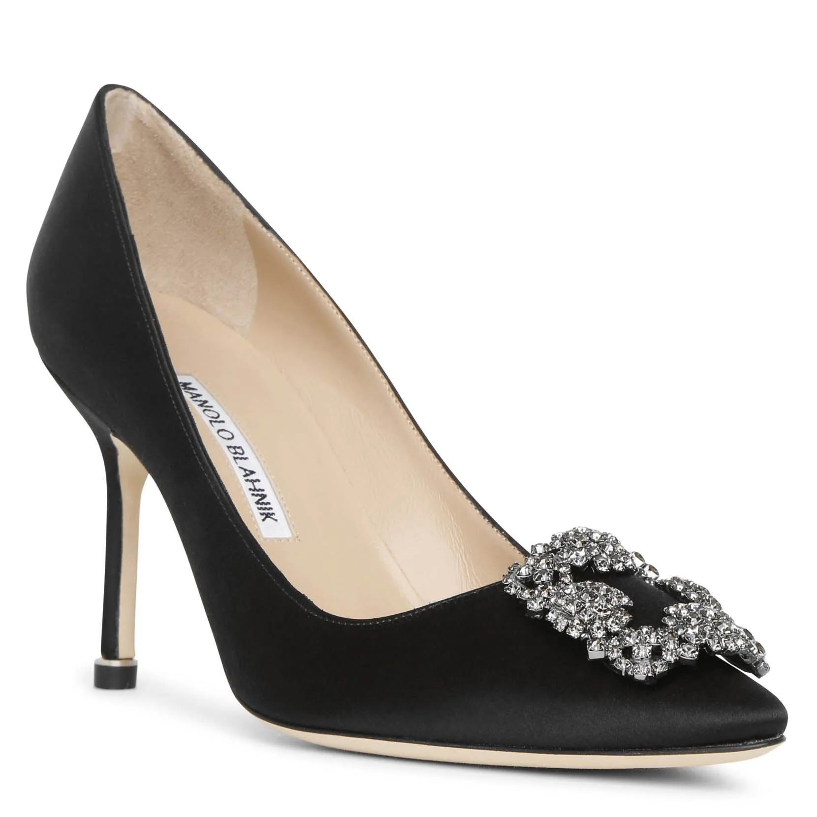 Hangisi 90 black satin pumps