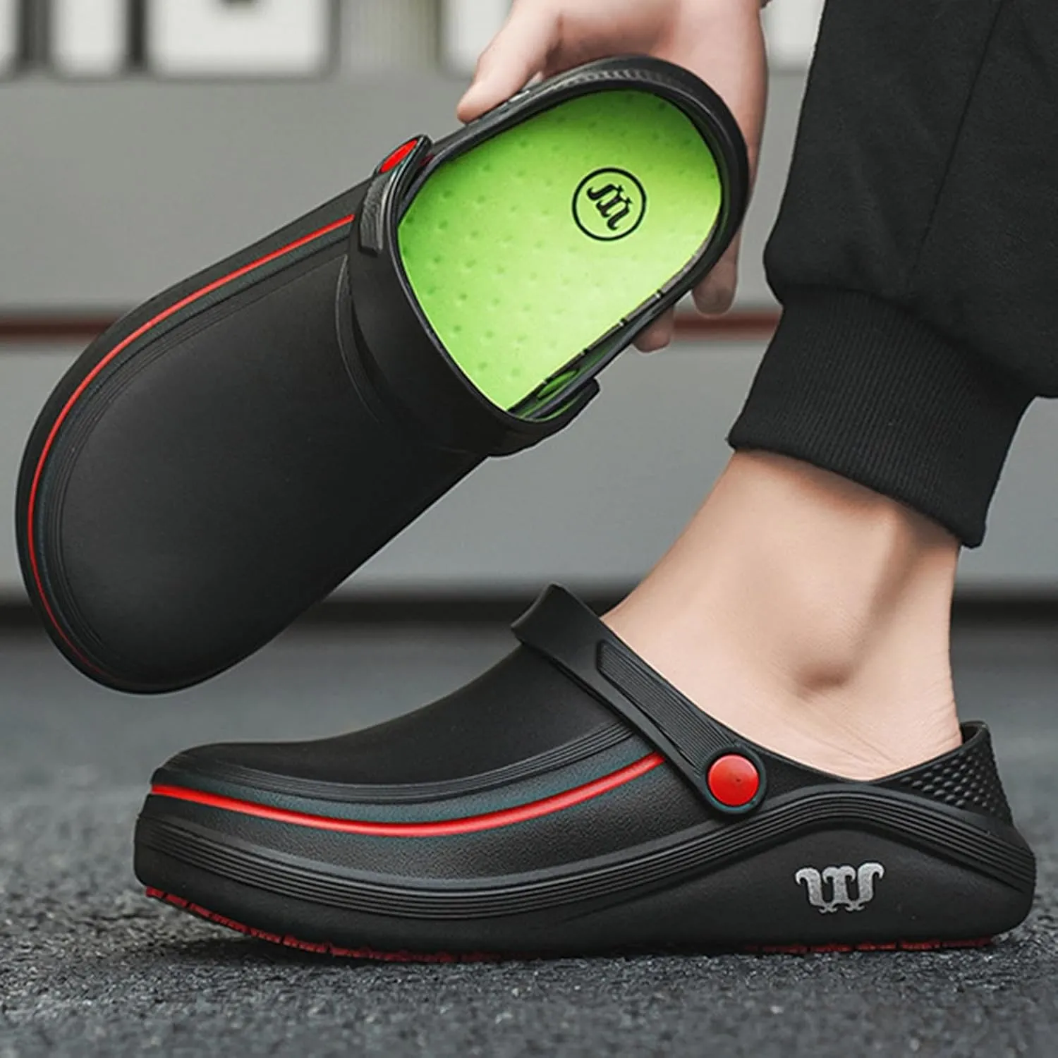 Mens Chef Work Shoes, Non Slip Oil Resistant Clogs Work Shoes, Kitchen Waterproof Nursing Safety Shoes
