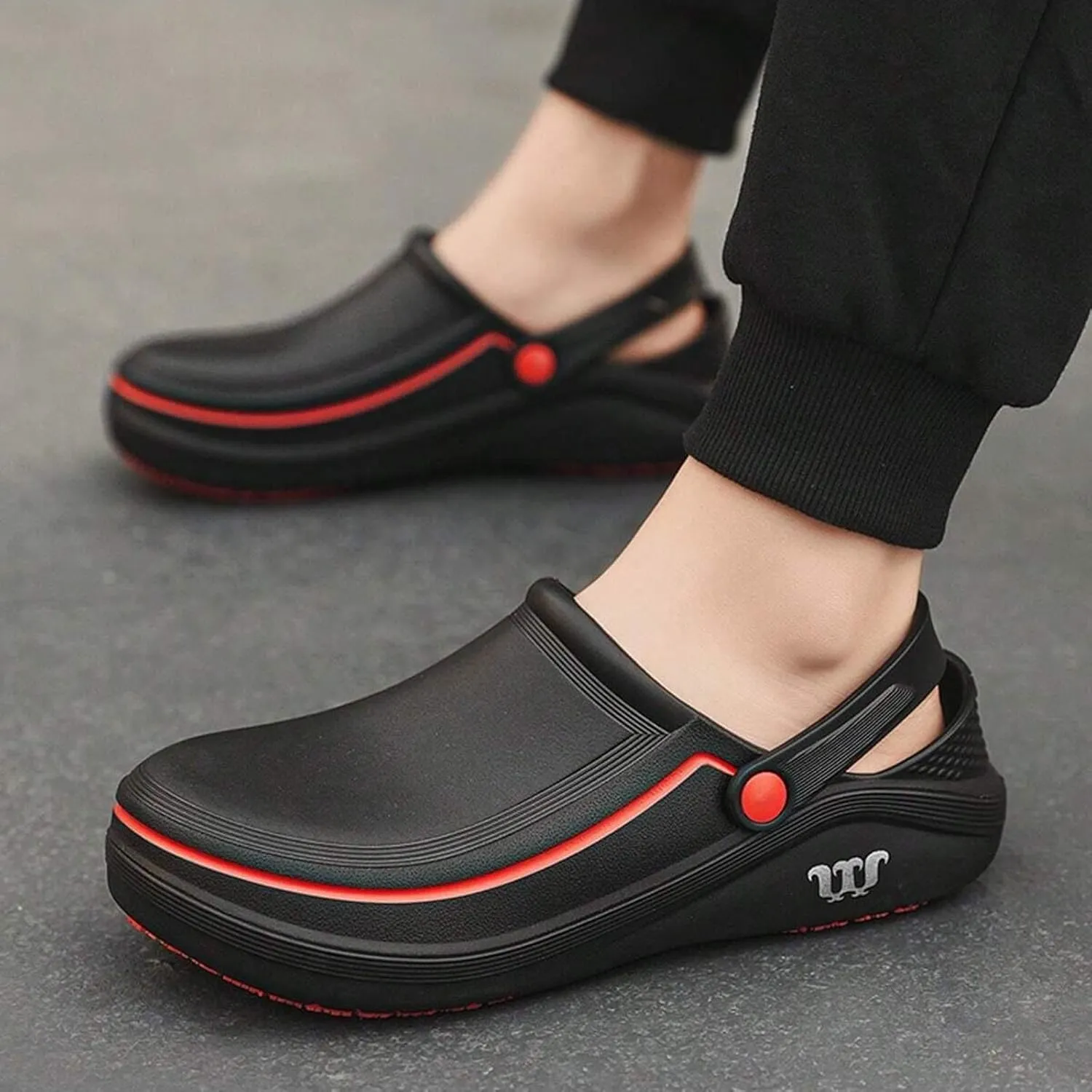 Mens Chef Work Shoes, Non Slip Oil Resistant Clogs Work Shoes, Kitchen Waterproof Nursing Safety Shoes