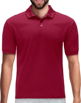 Premium Wear Men's Polo T-Shirt, High Moisture Wicking Dry Fit Performance Short-Sleeve Polo T-Shirt w Collar for Golf Tennis