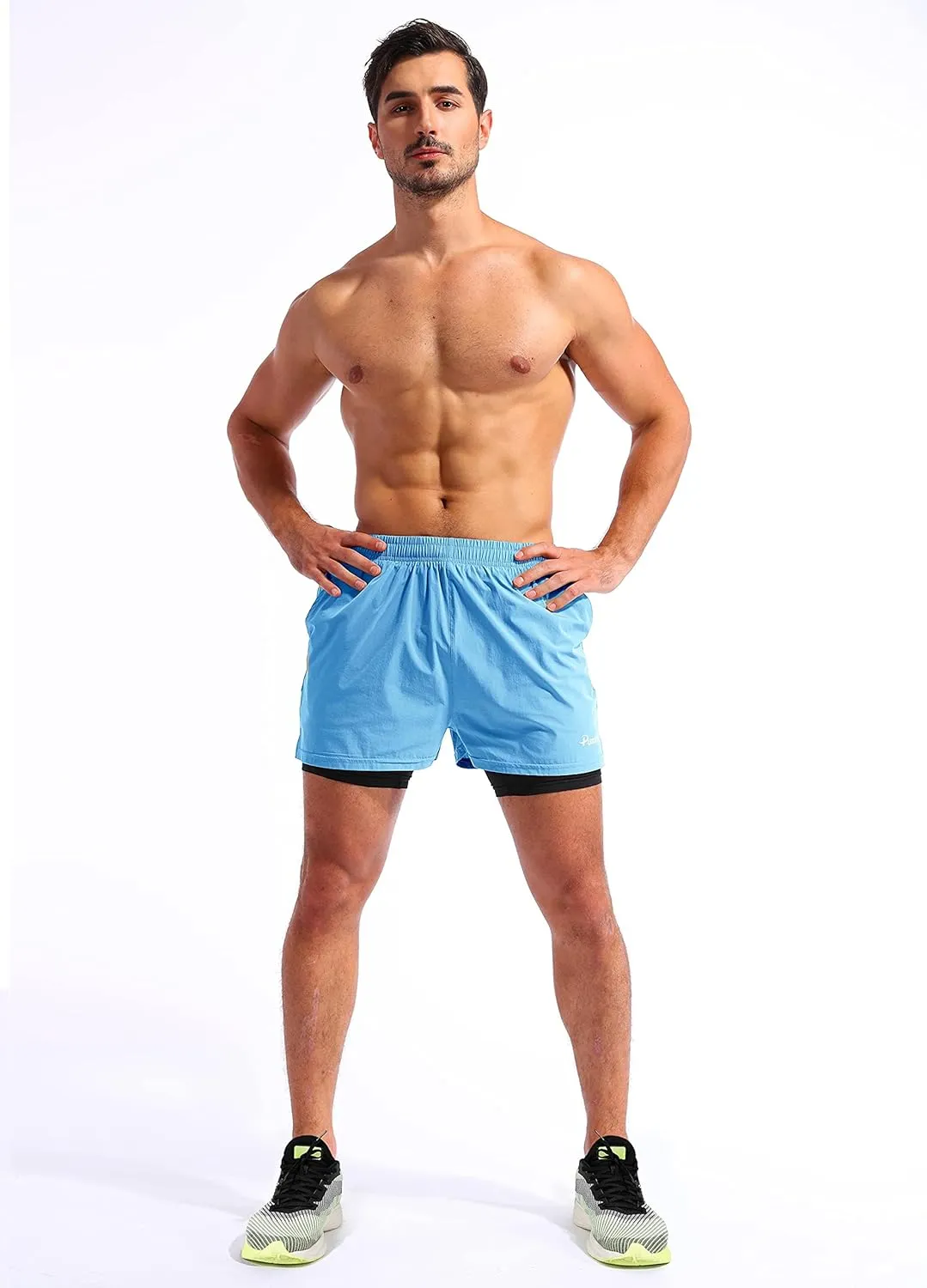 Pudolla Men??s 2 in 1 Running Shorts 5"/7" Quick Dry Gym Athletic Workout Shorts for Men with Phone Pockets