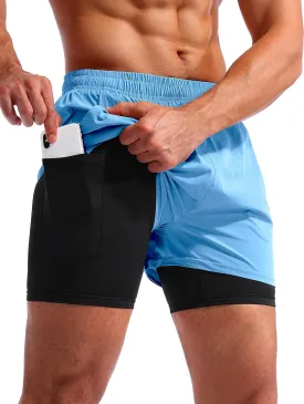 Pudolla Men??s 2 in 1 Running Shorts 5"/7" Quick Dry Gym Athletic Workout Shorts for Men with Phone Pockets