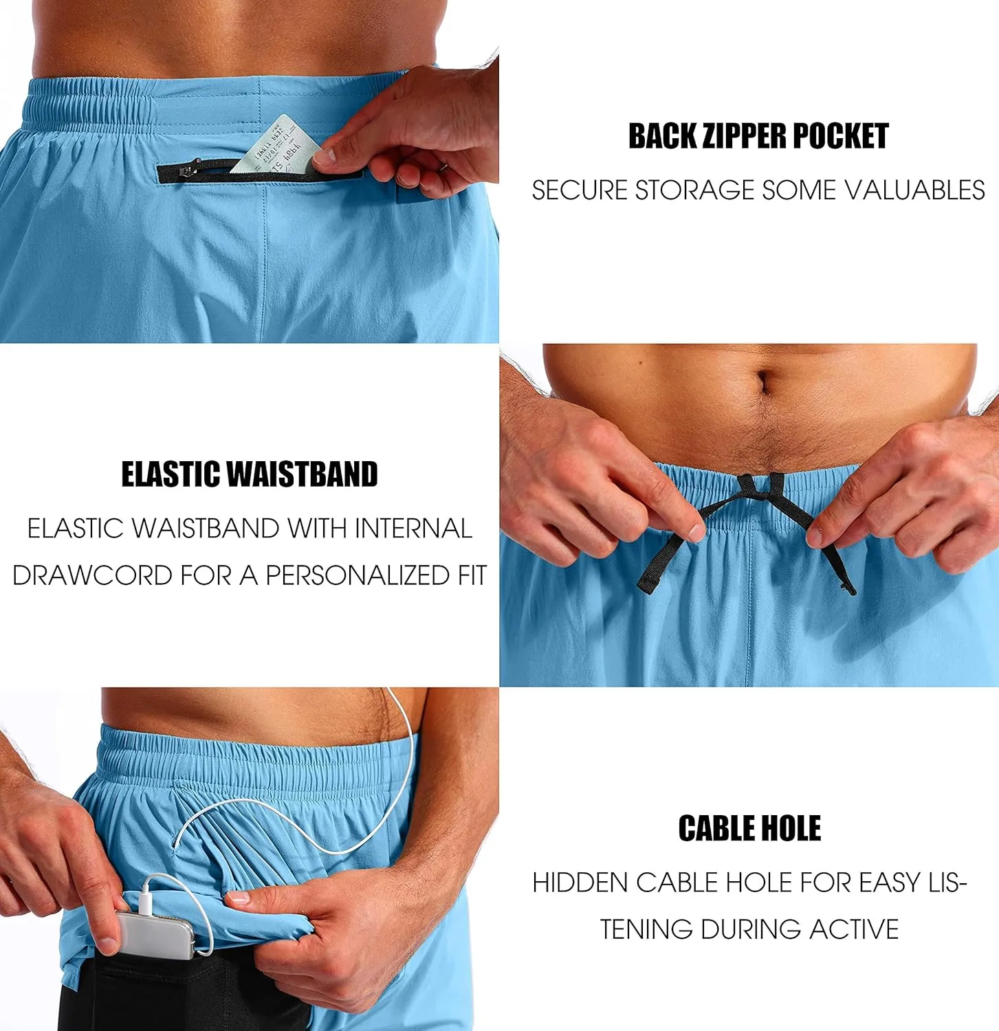 Pudolla Men??s 2 in 1 Running Shorts 5"/7" Quick Dry Gym Athletic Workout Shorts for Men with Phone Pockets