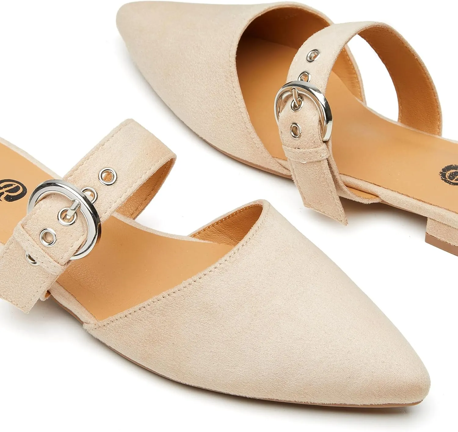 Rekayla Mules for Women Adjustable Strap Pointed Toe Backless Loafer Shoes