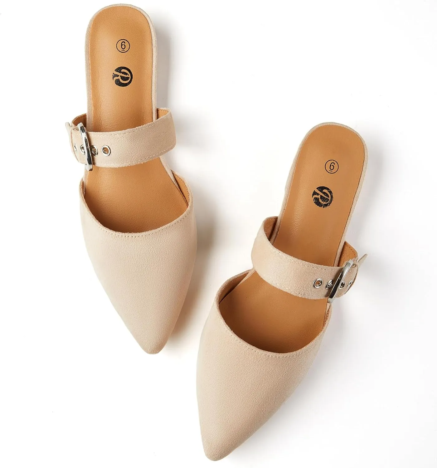 Rekayla Mules for Women Adjustable Strap Pointed Toe Backless Loafer Shoes