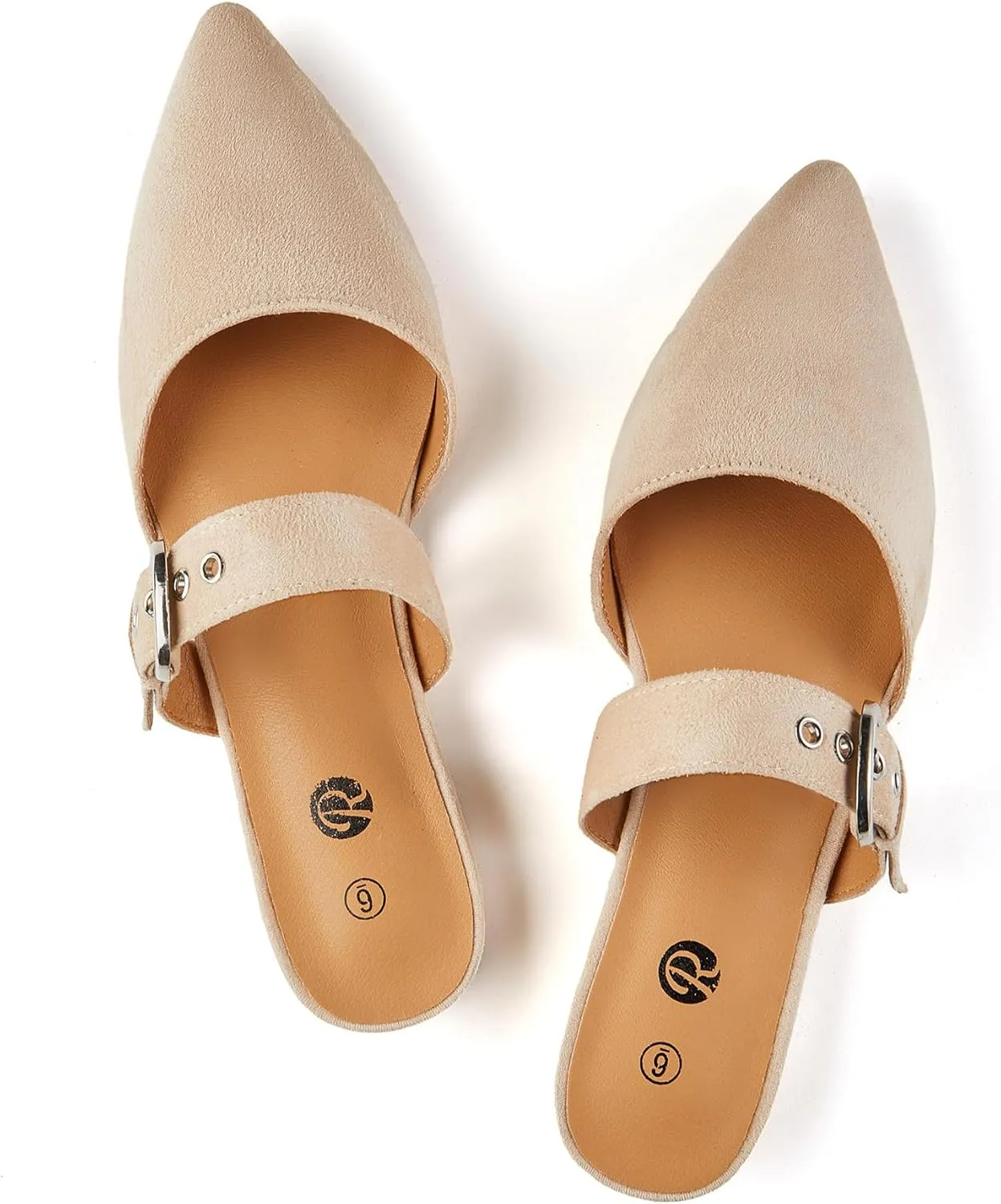 Rekayla Mules for Women Adjustable Strap Pointed Toe Backless Loafer Shoes